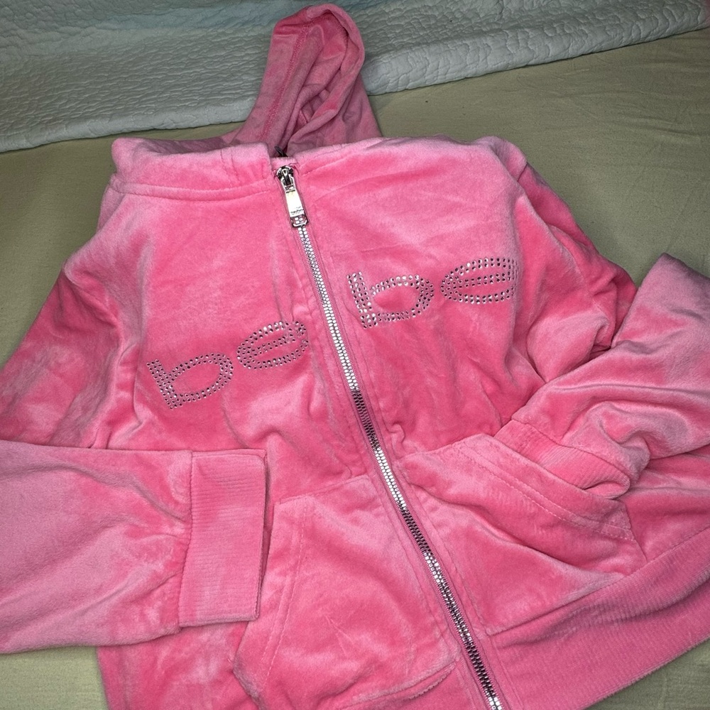 Bebe Pink Velour XL Zip Up Hoodie Jacket SOLD